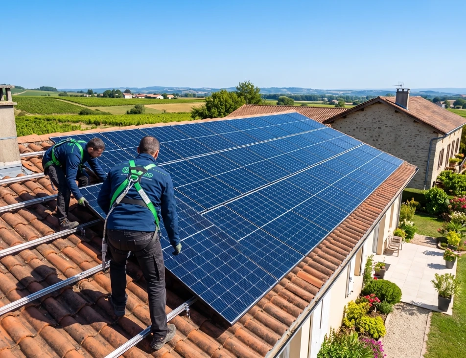 Maison individuelle équipée de panneaux photovoltaïques en Nord-Isère