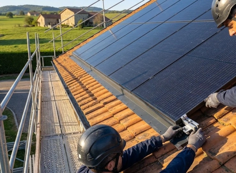 Installation photovoltaïque terminée sur une toiture du Nord-Isère