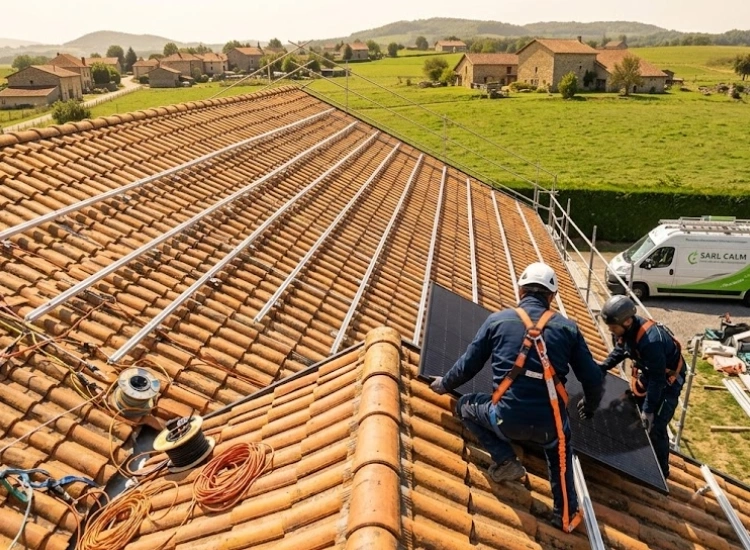 Installation photovoltaïque terminée sur une toiture du Nord-Isère