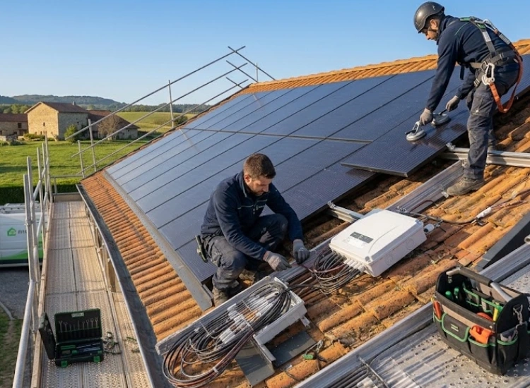 Installation photovoltaïque terminée sur une toiture du Nord-Isère